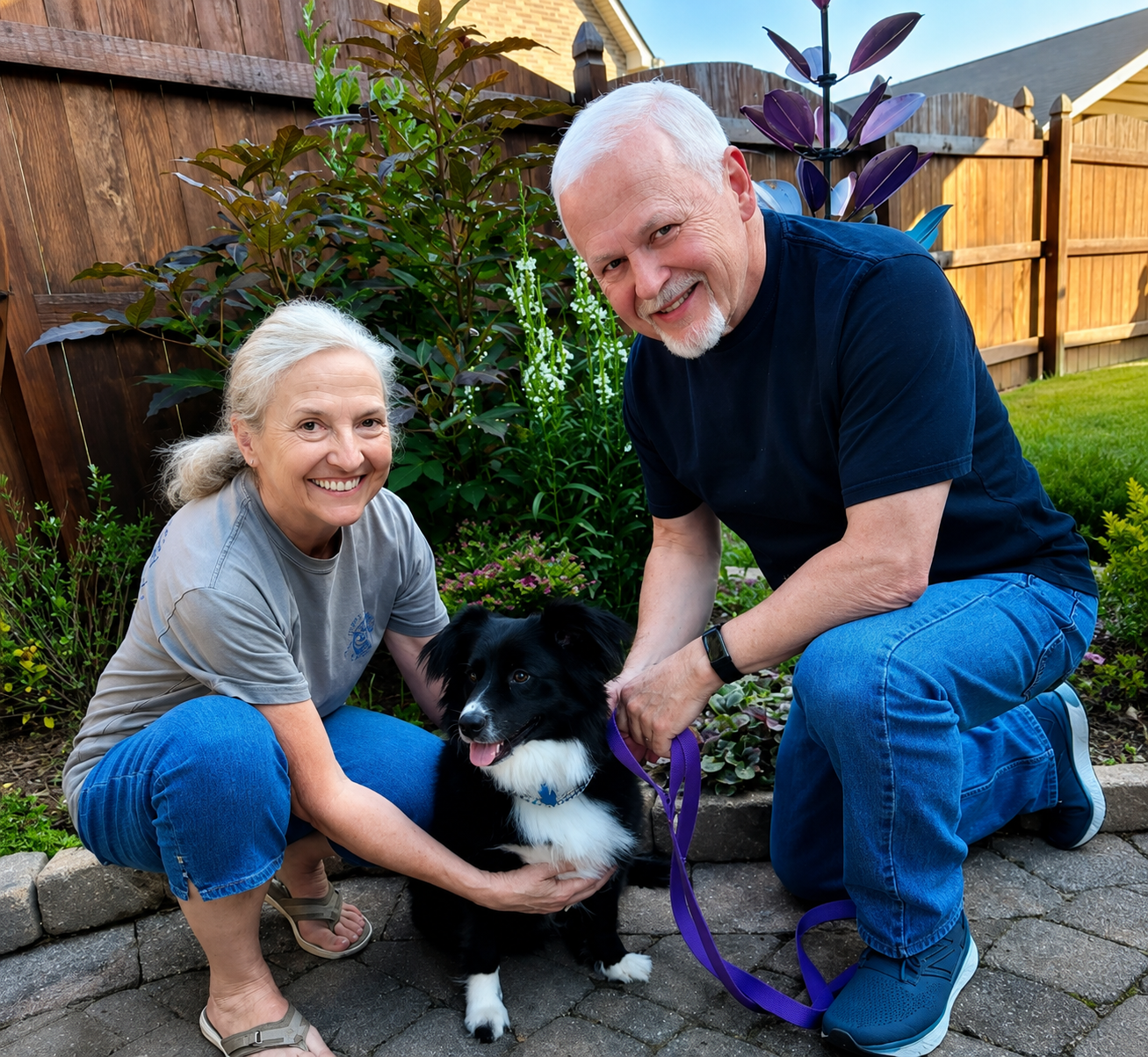 Joel and Linda Townsend with Ellie, the Wonder Dog